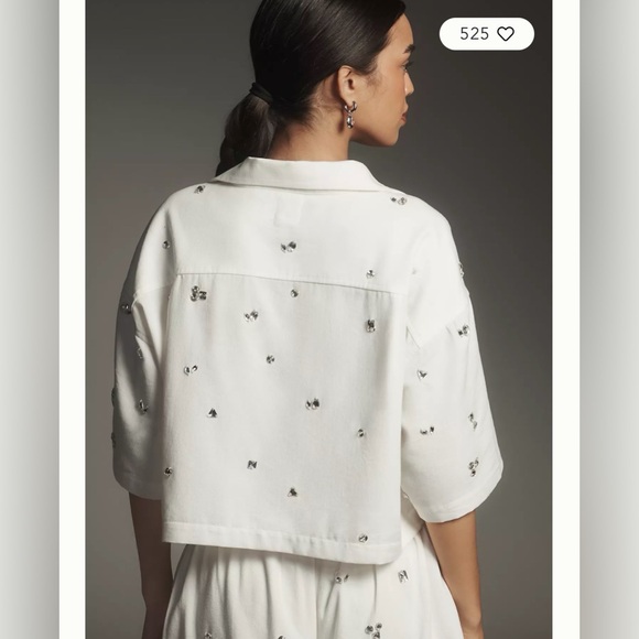 Maeve Crystal-Embellished Buttondown Shirt - Large - Picture 2 of 6